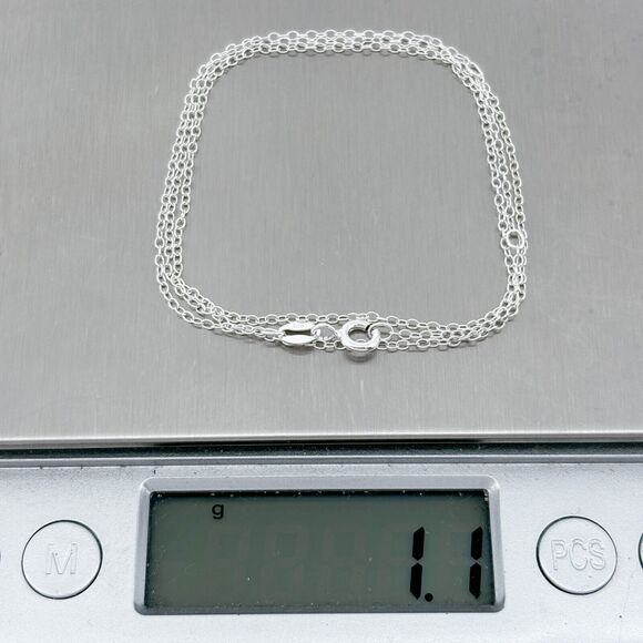 Vintage Sterling Silver 925 1.1mm Cable Chain Necklace Adjustable 16"-18" - Picture 3 of 3